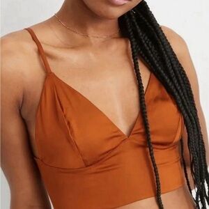 Aerie Rust Satin Crop Top